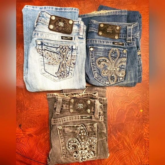 Miss Me Denim - Bundle of 3 Miss Me Distressed  Bootcut Jeans.